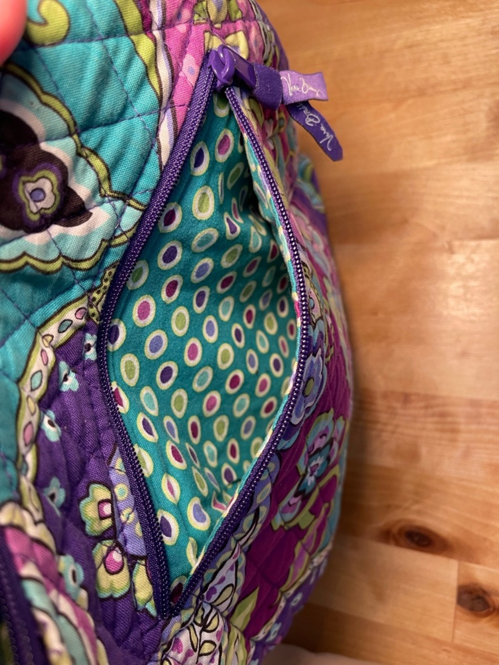 Vera Bradley Teal Purple Paisley Quilted Heather Hipster Crossbody Wallet Bundle - Picture 7 of 16